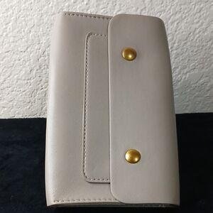 Beige Wallet with Gold Buttons